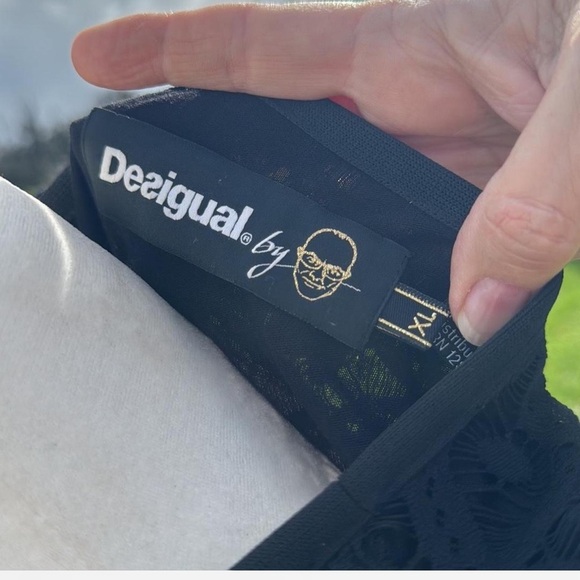 Desigual by Lacroix Black lace Fit and Flare Dress Sleeveless party Going out XL - Picture 8 of 9